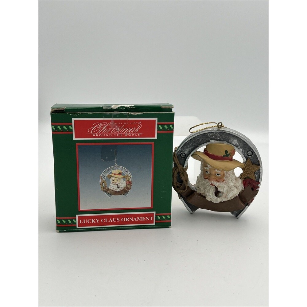 House of Lloyd Christmas Around the World "Lucky Claus Ornament" 3.5" Horseshoe